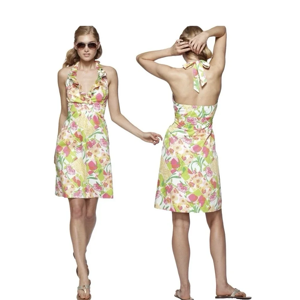 Lilly Pulitzer Romana Floral Lilly Fields Forever Halter Dress Size 12 - Picture 1 of 8